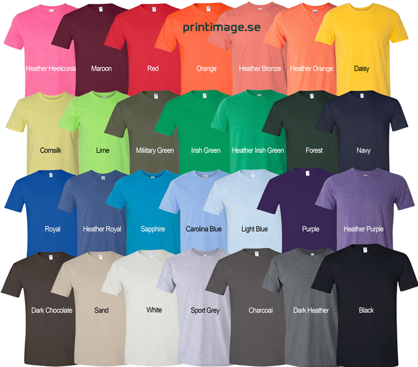  Billiga T-shirts med eget tryck finns i 60 färger.